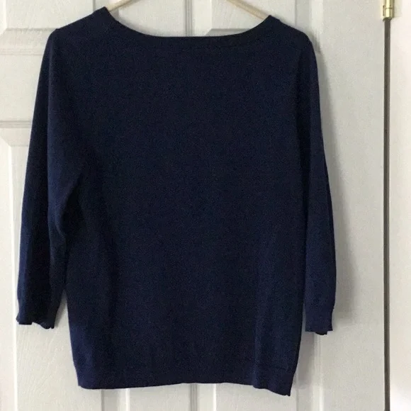 Land’s Ends 100% Supima Cotton Navy Blue Sweater. Medium Petite - Picture 2 of 6